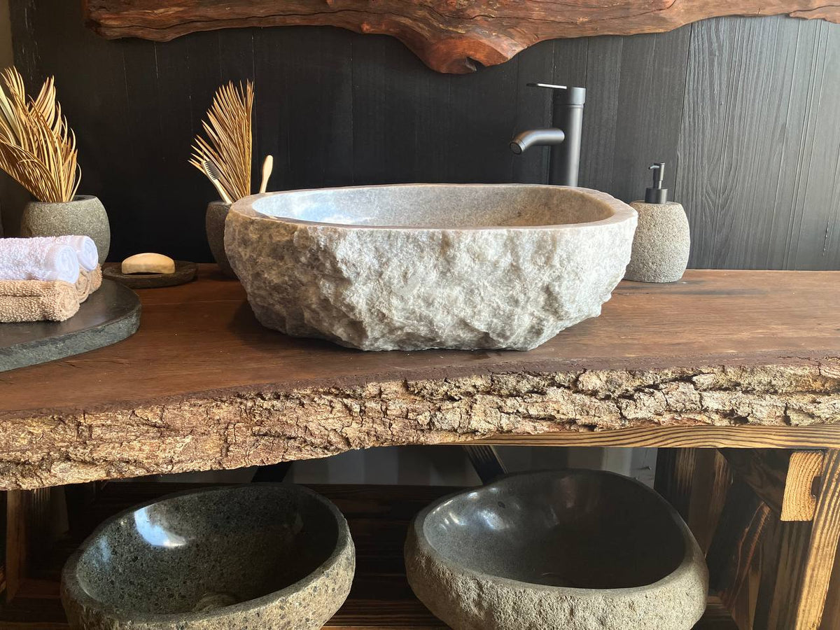 Natural onyx vessel sink OSS-006, 20.5 by 18 inches