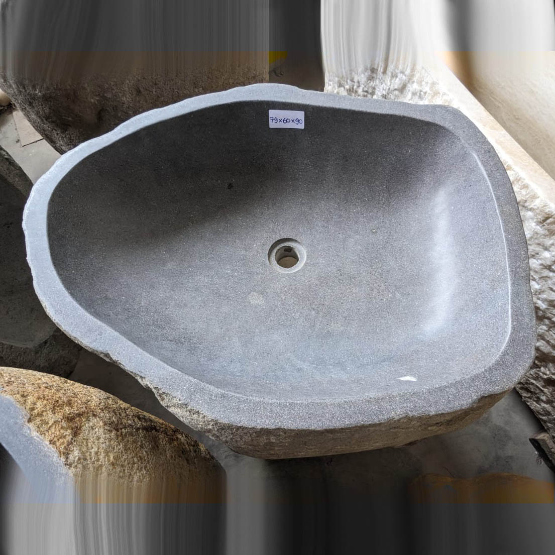 River Stone Pedestal Sink | RSP-31.20 | Natural Unfinished Gray