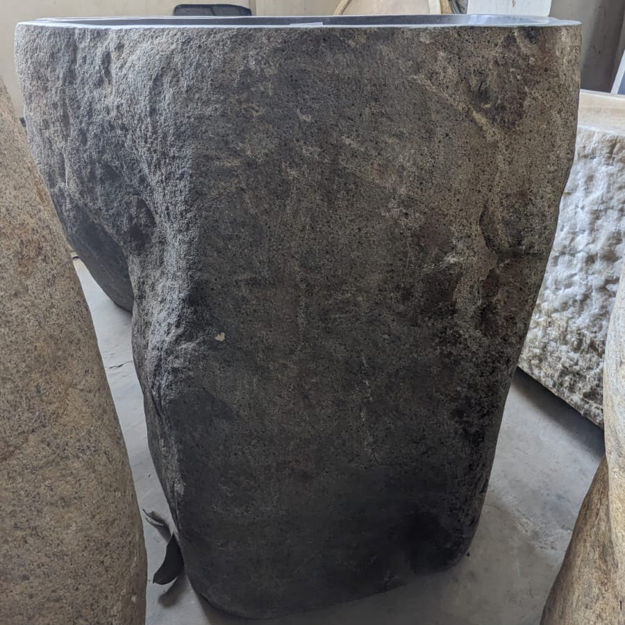 River Stone Pedestal Sink | RSP-31.20 | Natural Unfinished Gray