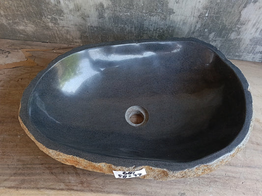 Top view of organic graphite gray river stone sink 6813-5337
