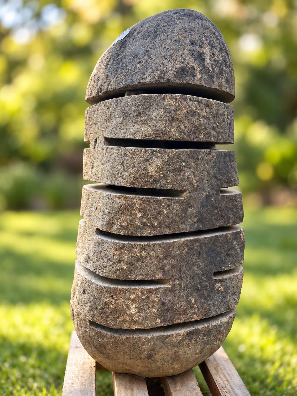 Natural river stone garden lantern RSL-001, 25 inches tall with removable top