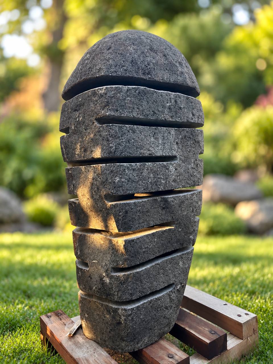 Outdoor stone lantern RSL-003 with a removable top and hollow interior