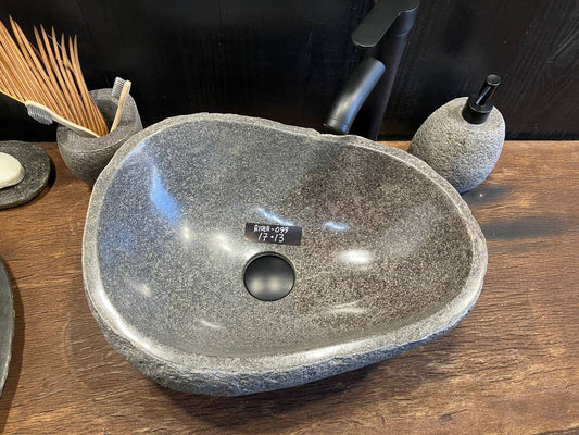 Rugged textured exterior of the RSS-099 natural river stone sink